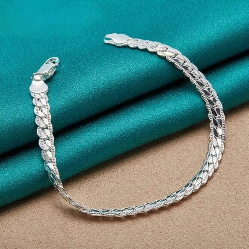 925 Sterling Silver 6mm Link Chain Bracelet for Men & Women - Picture 4 of 6